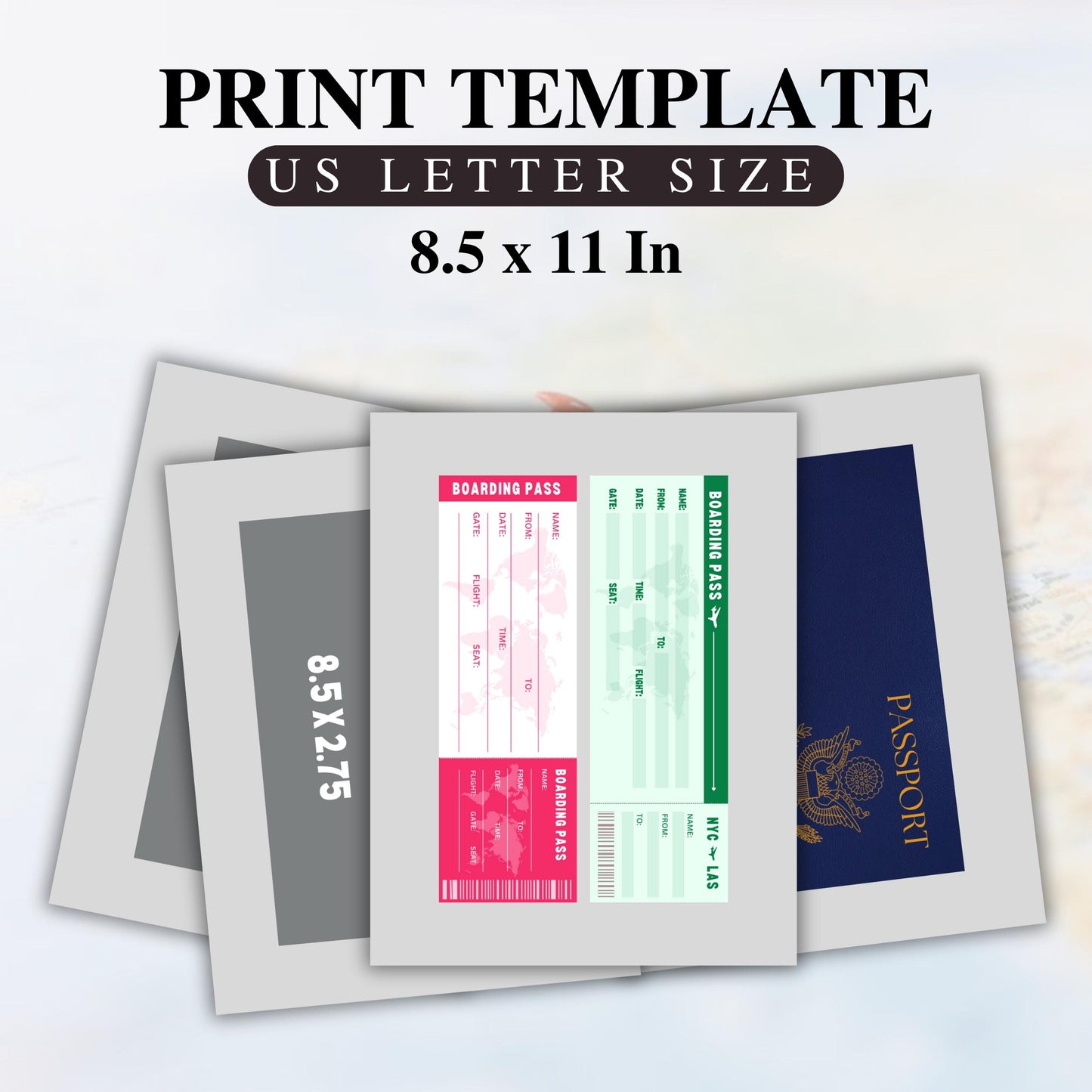 Editable Us Passports for Kids, Printable Passport for Kid for Playing Travel and Learning,kids Boarding Pass, Stamps & Visas Canva Template