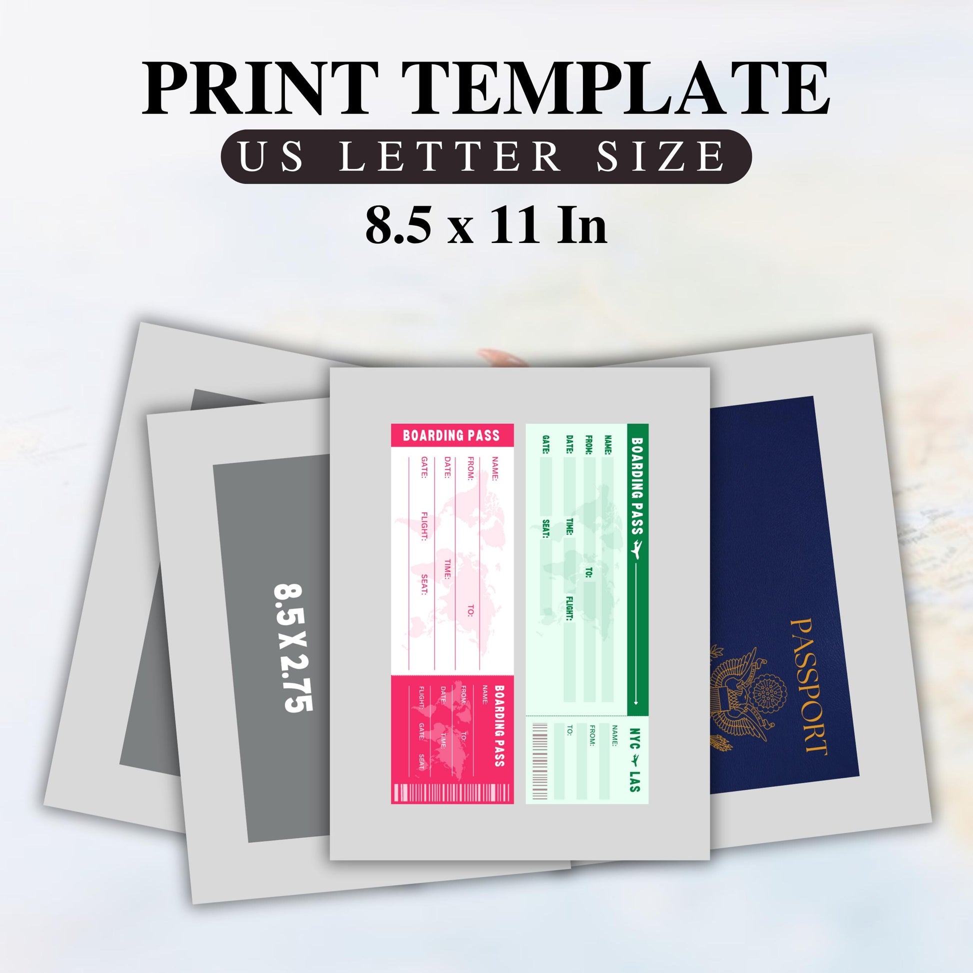 Editable Us Passports for Kids, Printable Passport for Kid for Playing Travel and Learning,kids Boarding Pass, Stamps & Visas Canva Template