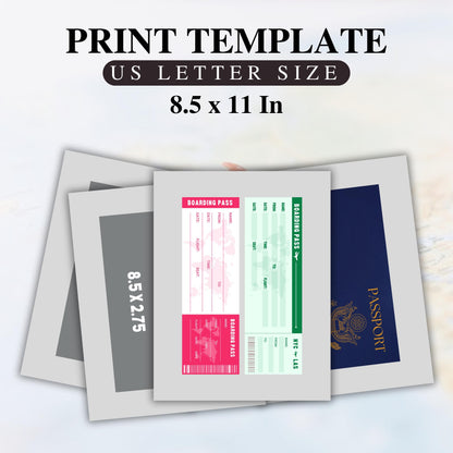 Editable Us Passports for Kids, Printable Passport for Kid for Playing Travel and Learning,kids Boarding Pass, Stamps & Visas Canva Template
