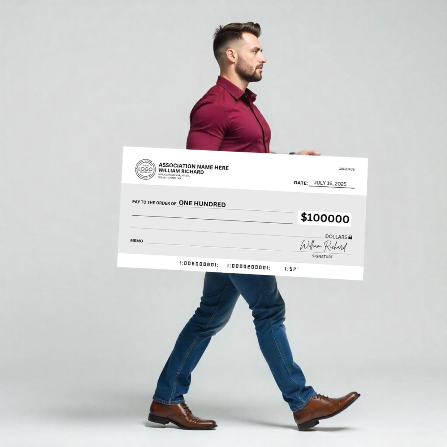 Super Large Blank Check, 36 x 18 in Manifestation Check Canva,Blank Check Blank,Check for Charity fundraising event,Personal Check Template