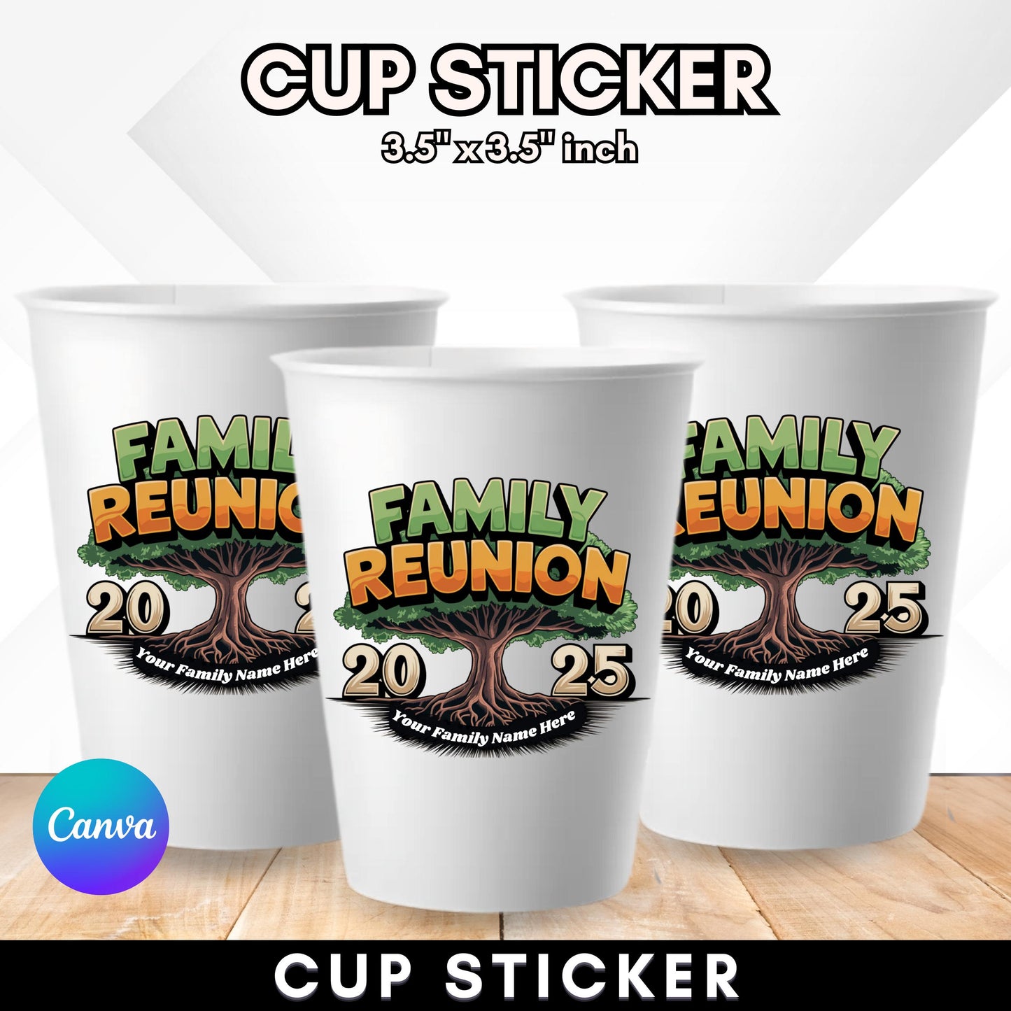Family Reunion Styrofoam Cup Sticker Template, Editable Party Cup Template Customizable Styrofoam Cup Design, Cup Sticker Template