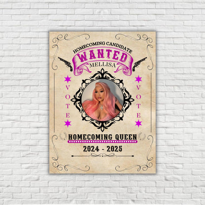Editable Wanted Poster Homecoming Queen, Homecoming Poster, Homecoming Campaign, Class Treasurer, Class President, Edit then Print poster