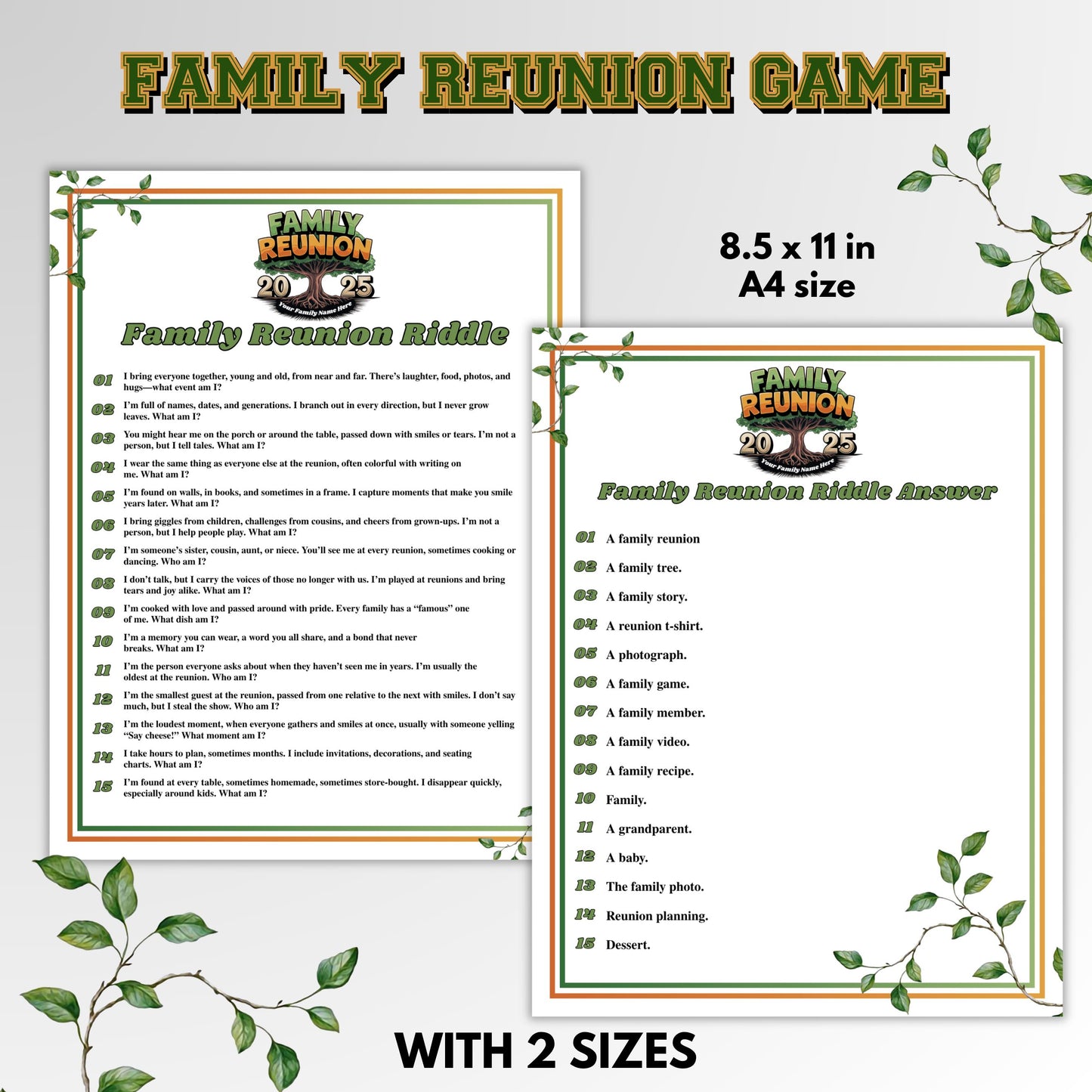 Family Reunion Tree Party Bundle, Styrofoam cup sticker, Family Reunion 2025, Family Reunion Png, png,Family Reunion Riddles,Reunion nameTag