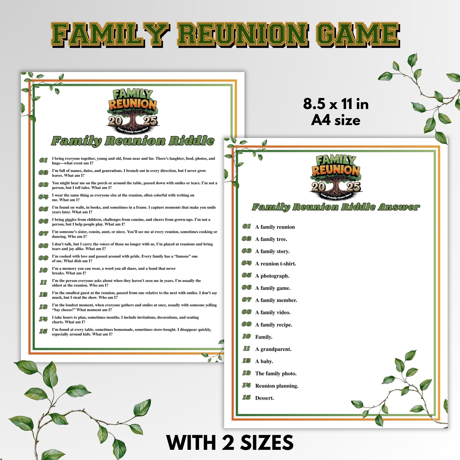 Family Reunion Tree Party Bundle, Styrofoam cup sticker, Family Reunion 2025, Family Reunion Png, png,Family Reunion Riddles,Reunion nameTag