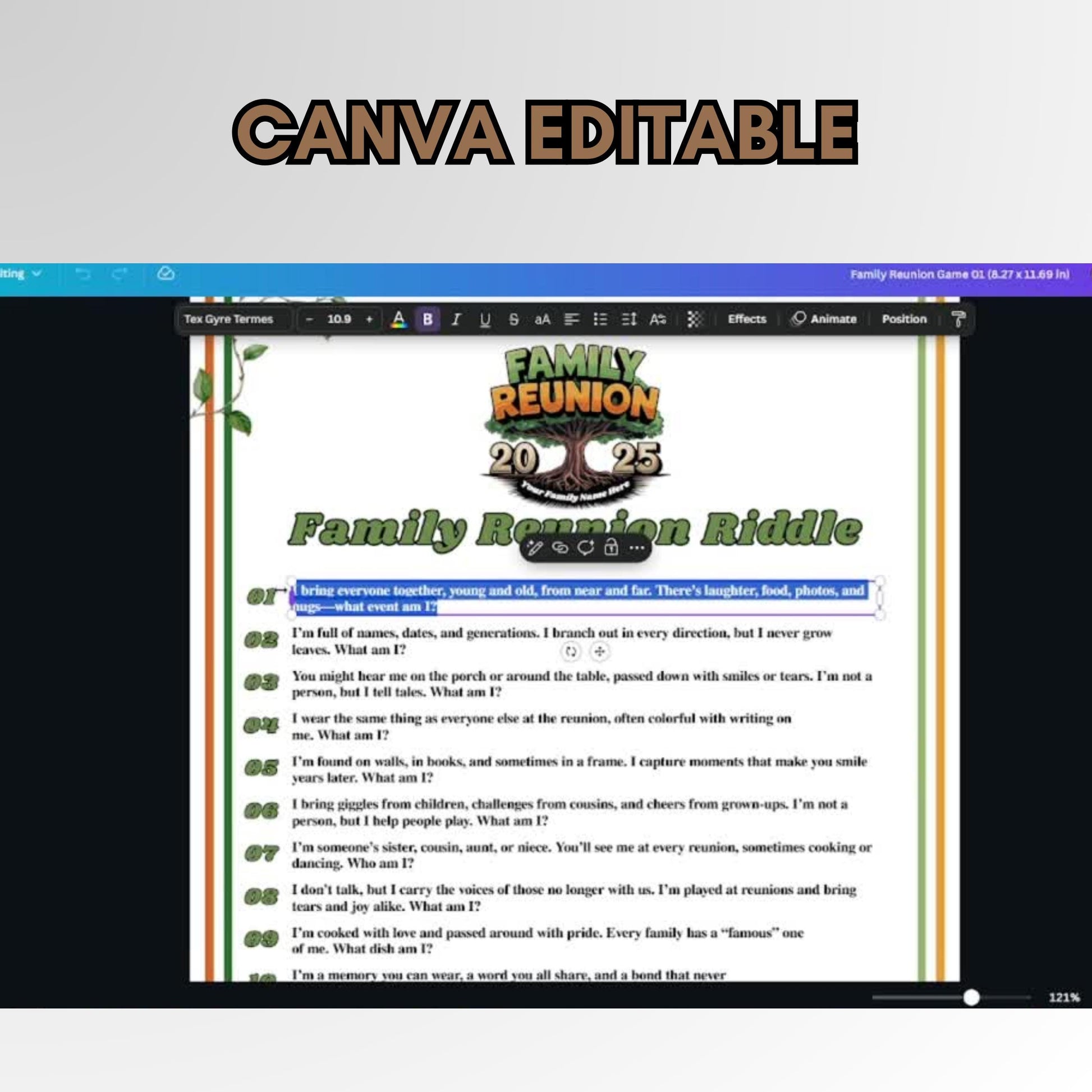 Family Reunion Tree Party Bundle, Styrofoam cup sticker, Family Reunion 2025, Family Reunion Png, png,Family Reunion Riddles,Reunion nameTag