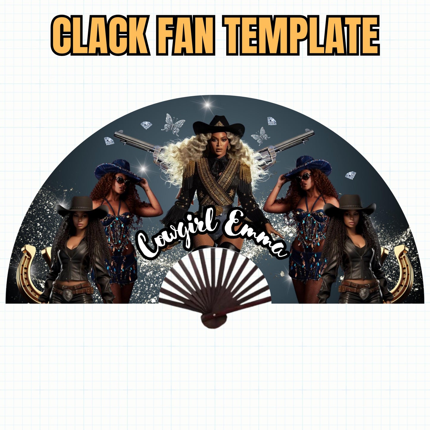 Cowboy Carter Inspired Clack Fan Template, Clack Fan Squad Png, Cowgirl Fan Template, Western Clack Fan Design, Cowgirl Carter Clack Fan Png