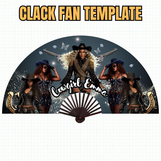 Cowboy Carter Inspired Clack Fan Template, Clack Fan Squad Png, Cowgirl Fan Template, Western Clack Fan Design, Cowgirl Carter Clack Fan Png