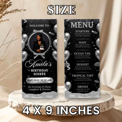 Full Picture Menu and Drink Card, menu template, Menu Template, Menu Cards, Dinner Menu, Birthday Menu, Birthday Dinner Menu, Party Menu