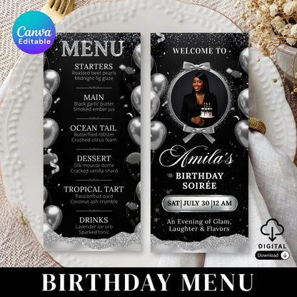 Full Picture Menu and Drink Card, menu template, Menu Template, Menu Cards, Dinner Menu, Birthday Menu, Birthday Dinner Menu, Party Menu