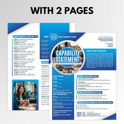 Capability Statement Canva Template, Business Capability Statement Design, Company Overview, Government Contracting Business Documen