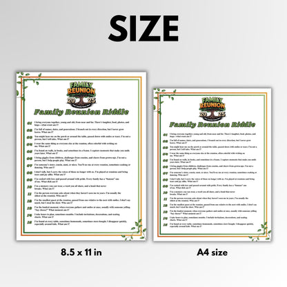 Family Reunion Riddles, Family Reunion Riddle Me This, Riddles for Kids, Family Reunion Games, Family Reunion Activity, Family Reunion Game