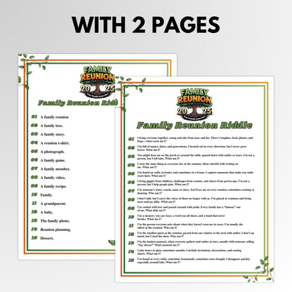 Family Reunion Riddles, Family Reunion Riddle Me This, Riddles for Kids, Family Reunion Games, Family Reunion Activity, Family Reunion Game