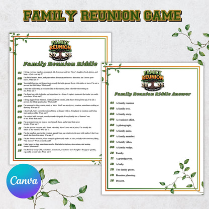 Family Reunion Riddles, Family Reunion Riddle Me This, Riddles for Kids, Family Reunion Games, Family Reunion Activity, Family Reunion Game