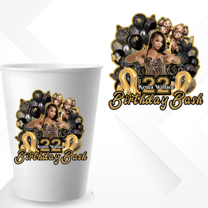 Styrofoam Cup Sticker Template, Editable Party Cup Template Customizable Styrofoam Cup Design, Cup Sticker Template, Custom Party Cups Canva