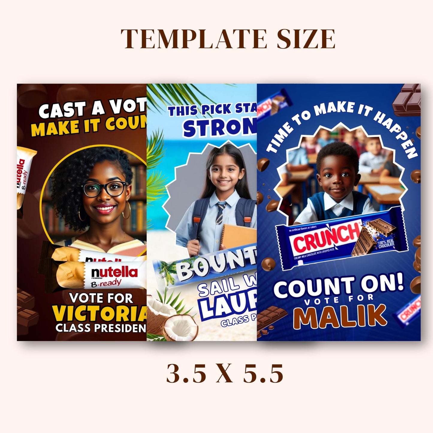 10 Homecoming Candy Card, homecoming campaign Candy Tags, student council, Homecoming Candy Card Tags, canva template, digital download