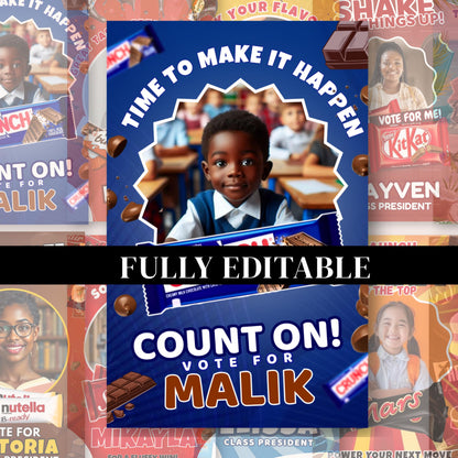 10 Homecoming Candy Card, homecoming campaign Candy Tags, student council, Homecoming Candy Card Tags, canva template, digital download