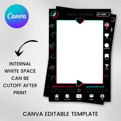 TIKTOK Selfie Frame Template, Social Media Photo Frame, TikTok Photo booth frame, Tiktok theme photo frame, instant download