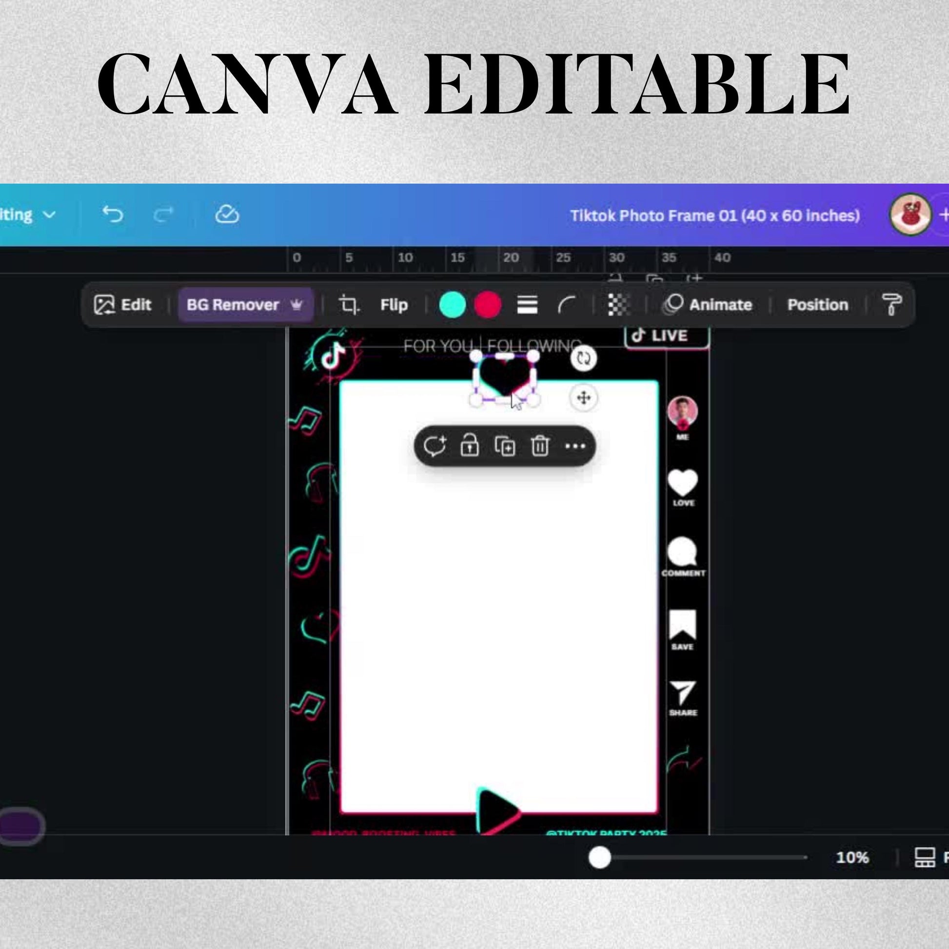 TIKTOK Selfie Frame Template, Social Media Photo Frame, TikTok Photo booth frame, Tiktok theme photo frame, instant download