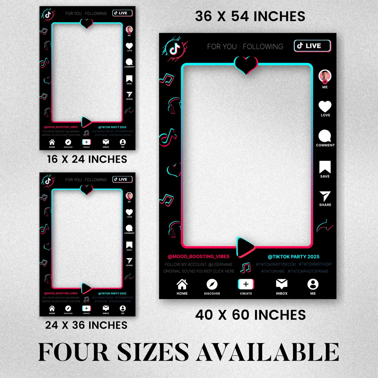 TIKTOK Selfie Frame Template, Social Media Photo Frame, TikTok Photo booth frame, Tiktok theme photo frame, instant download