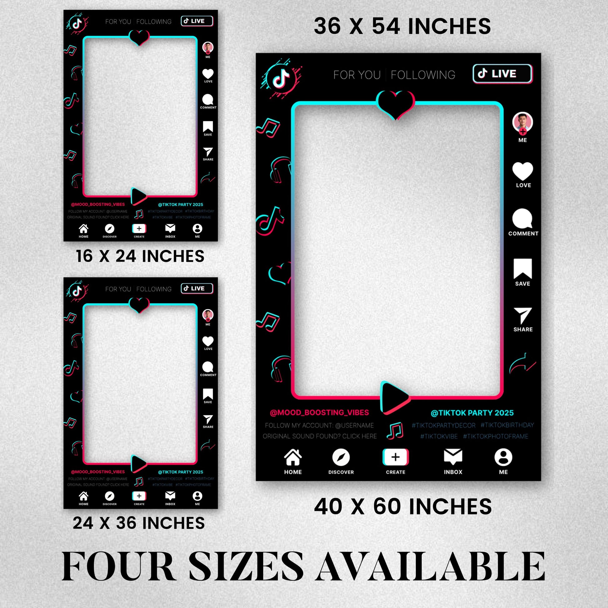 TIKTOK Selfie Frame Template, Social Media Photo Frame, TikTok Photo booth frame, Tiktok theme photo frame, instant download