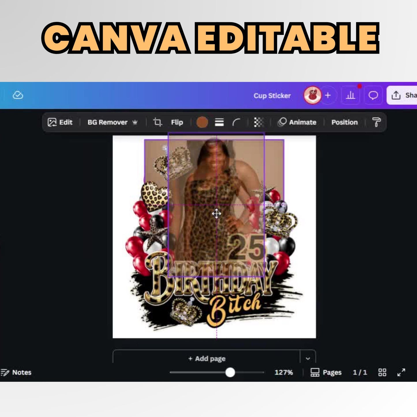 Editable Party Cup Birthday Canva Template, Styrofoam Cup Design, Shot Glass Label, Party Shirt Design Red & Gold Birthday Design,