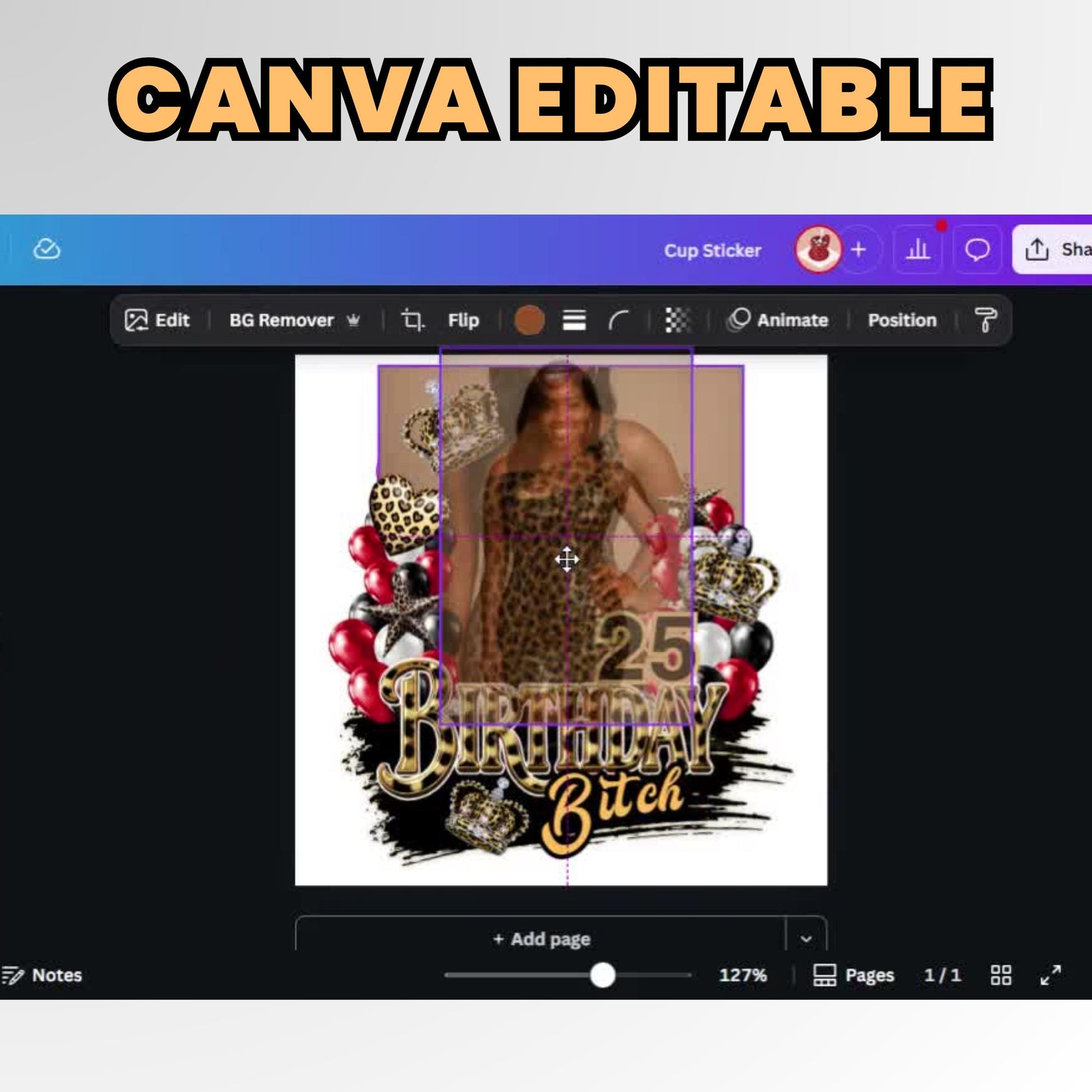 Editable Party Cup Birthday Canva Template, Styrofoam Cup Design, Shot Glass Label, Party Shirt Design Red & Gold Birthday Design,