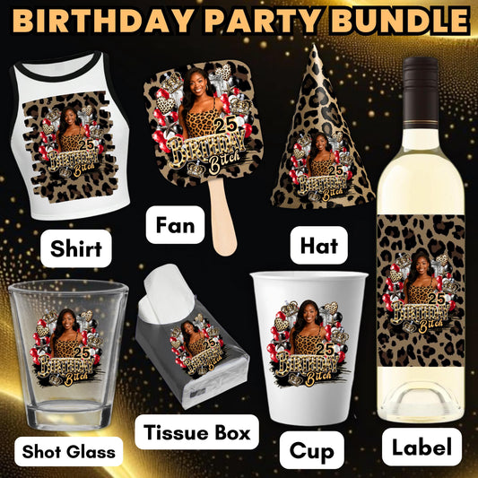 Editable Party Cup Birthday Canva Template, Styrofoam Cup Design, Shot Glass Label, Party Shirt Design Red & Gold Birthday Design,
