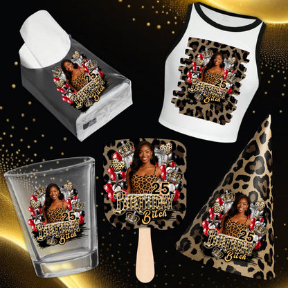 Editable Party Cup Birthday Canva Template, Styrofoam Cup Design, Shot Glass Label, Party Shirt Design Red & Gold Birthday Design,