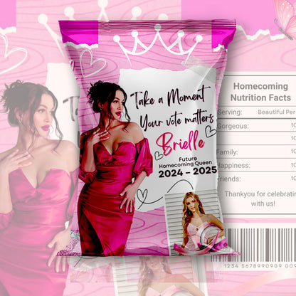 Homecoming Chip Bag Template, Homecoming Campaign, Vote For Queen, Chip Bag Template, Hoco Chip Bag, Canva Template Instant Download
