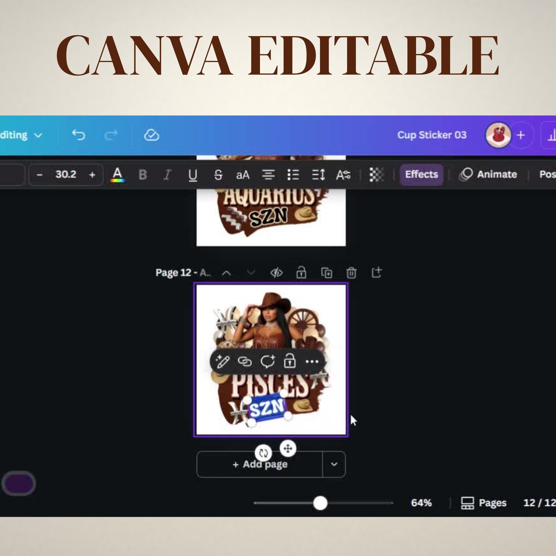 Western Styrofoam Cup Sticker Template, Hoedown Party Cup Template Customizable Styrofoam Cup Design, Cup Sticker Template Party Cups Canva