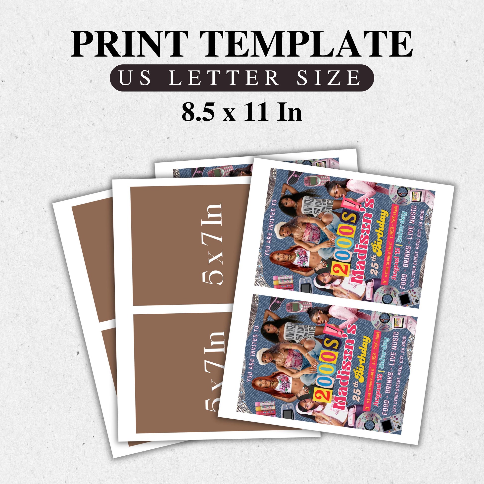 Early 2000s Retro Y2K Themed Party Invitation, Printable Y2K Inspired Birthday Flyer, 90s Baby Throwback, Canva Template Instant Download