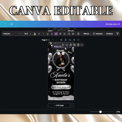 Full Picture Menu and Drink Card, menu template, Menu Template, Menu Cards, Dinner Menu, Birthday Menu, Birthday Dinner Menu, Party Menu