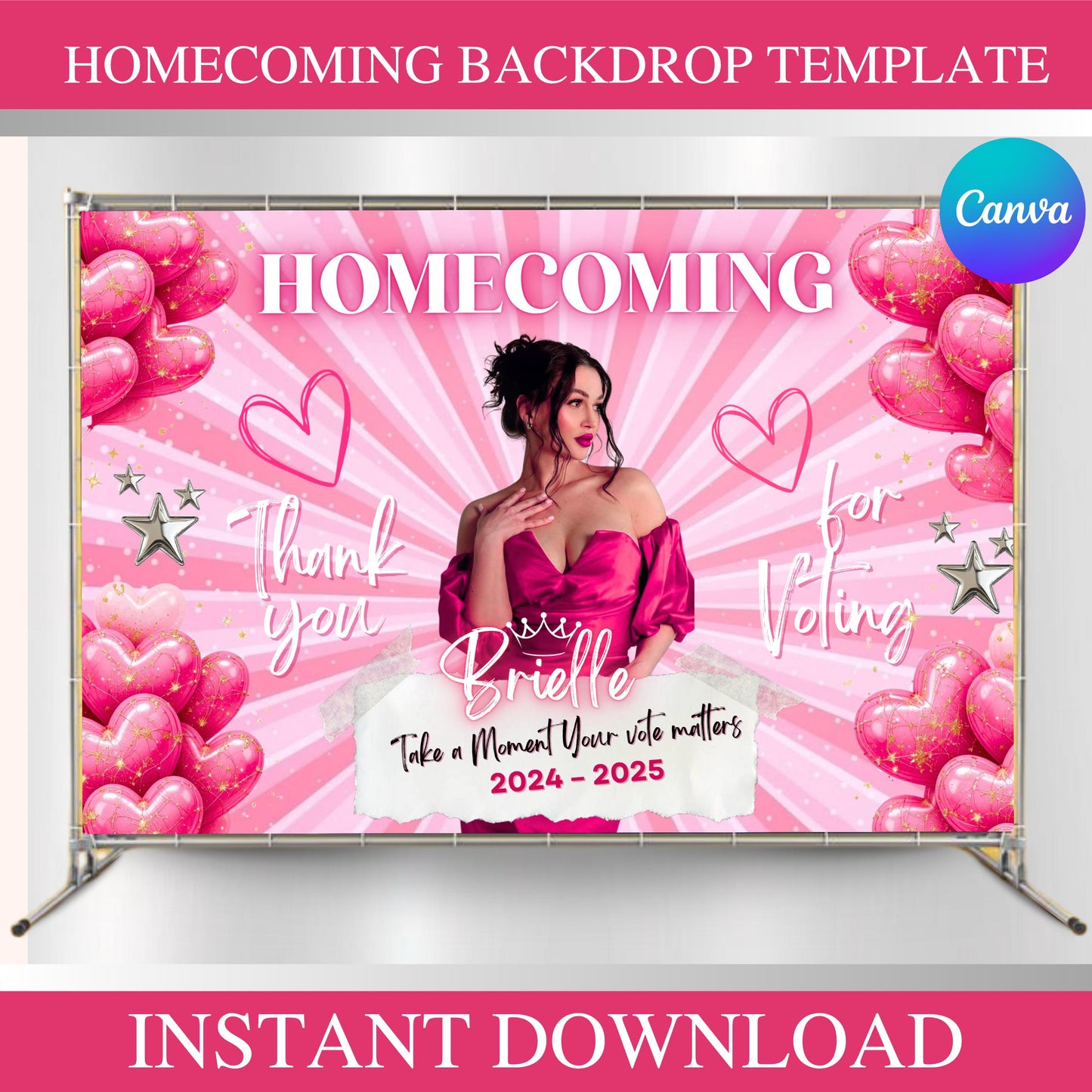 Homecoming Backdrop, Homecoming Banner Template, 2025 Hoco Party Backdrop, Homecoming Queen Banner, Canva Template Instant Download