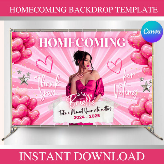 Homecoming Backdrop, Homecoming Banner Template, 2025 Hoco Party Backdrop, Homecoming Queen Banner, Canva Template Instant Download