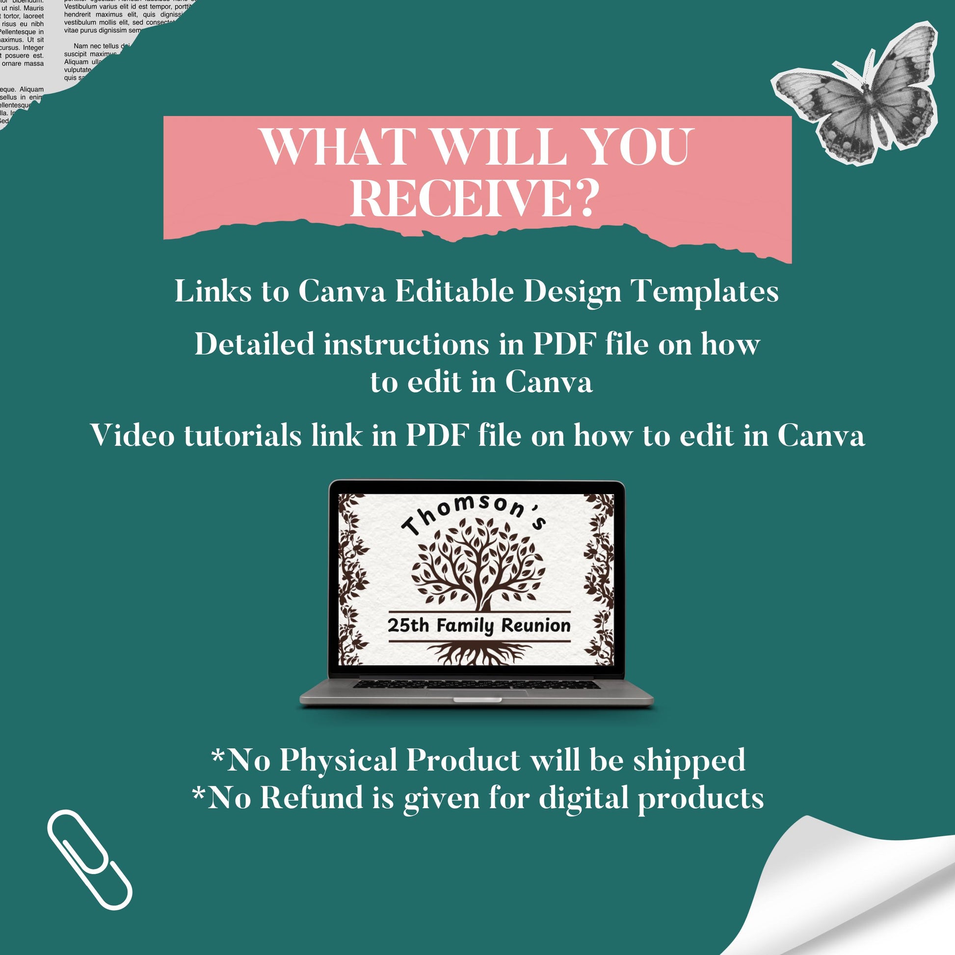 Digital Family Reunion Itinerary, Family Tree Trip, High School Class Reunion, Family Schedule, Editable Itinerary Template, Canva Template