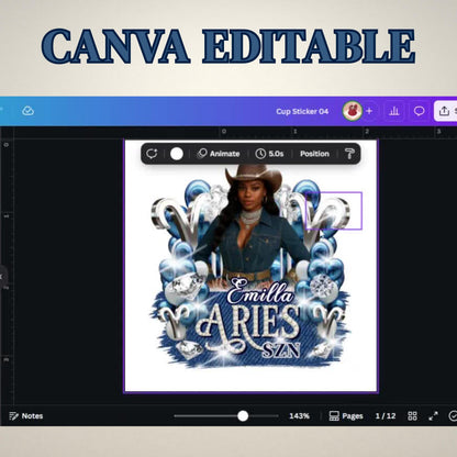 Denim And Diamonds Styrofoam Cup Sticker Template, Editable Party Cup Template Customizable Styrofoam Cup Design, Custom Party Cups Canva