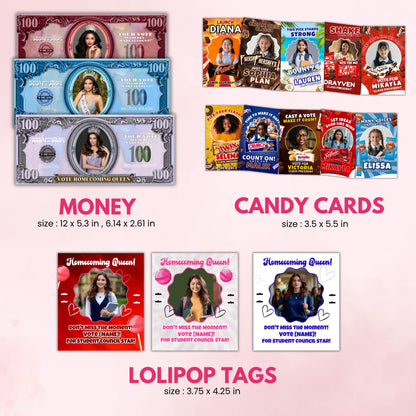 Homecoming Campaign Treat Bundle, Mean Theme Hoco Party Favors, Chip Bag, Candy Card, Lollipop Tag, Homecoming Campaign Ideas