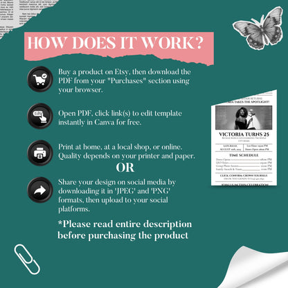 Leo Birthday Newspaper Invitation,Digital leo Birthday Newspaper Invitation,Leo Newpaper Invite,Editable BdayNewspaper Announcement template