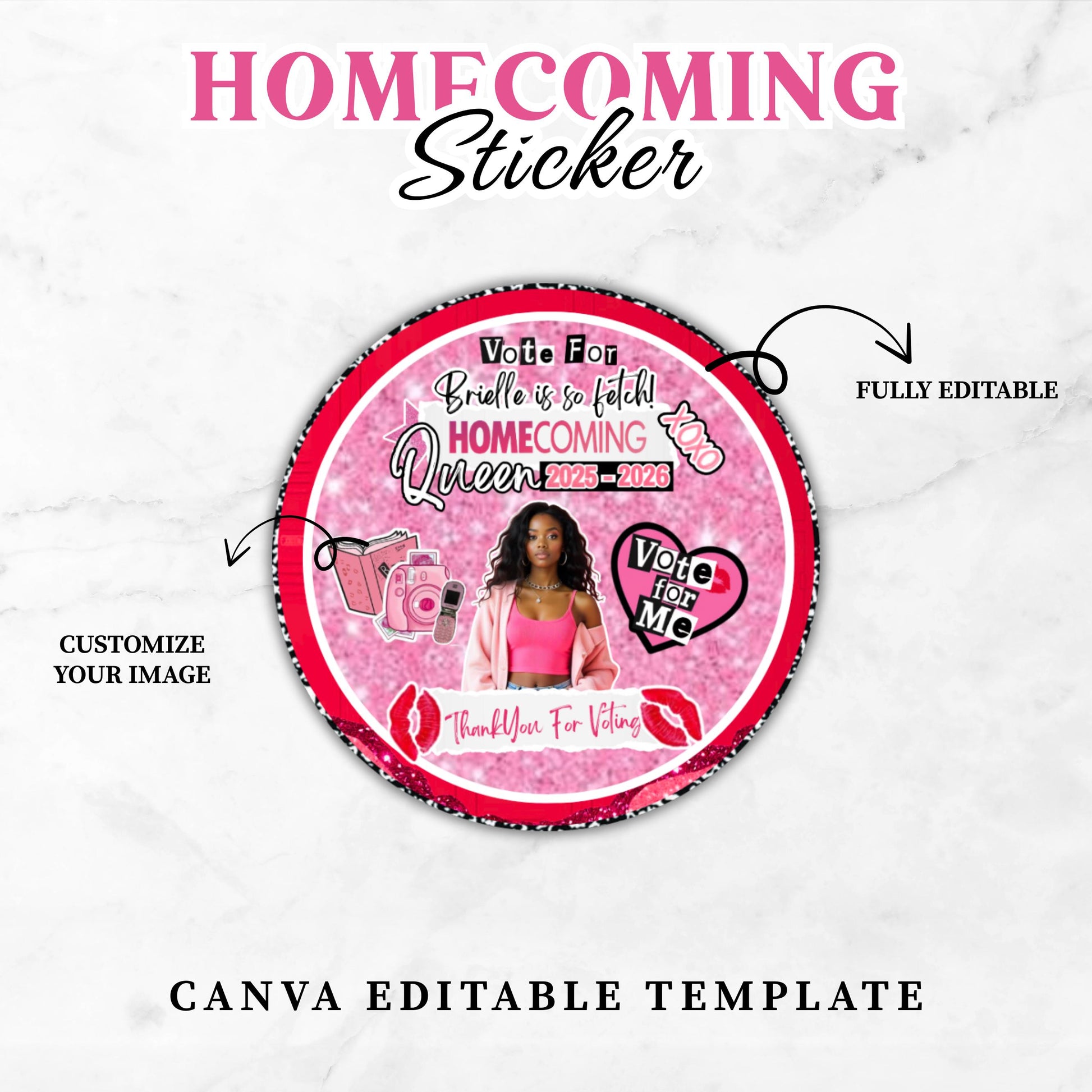Homecoming Stickers, Don't Be Mean Vote for me, Class Campaign Sticker, Vote Homecoming Queen,Homecoming Campaign Sticker, Homecoming Button