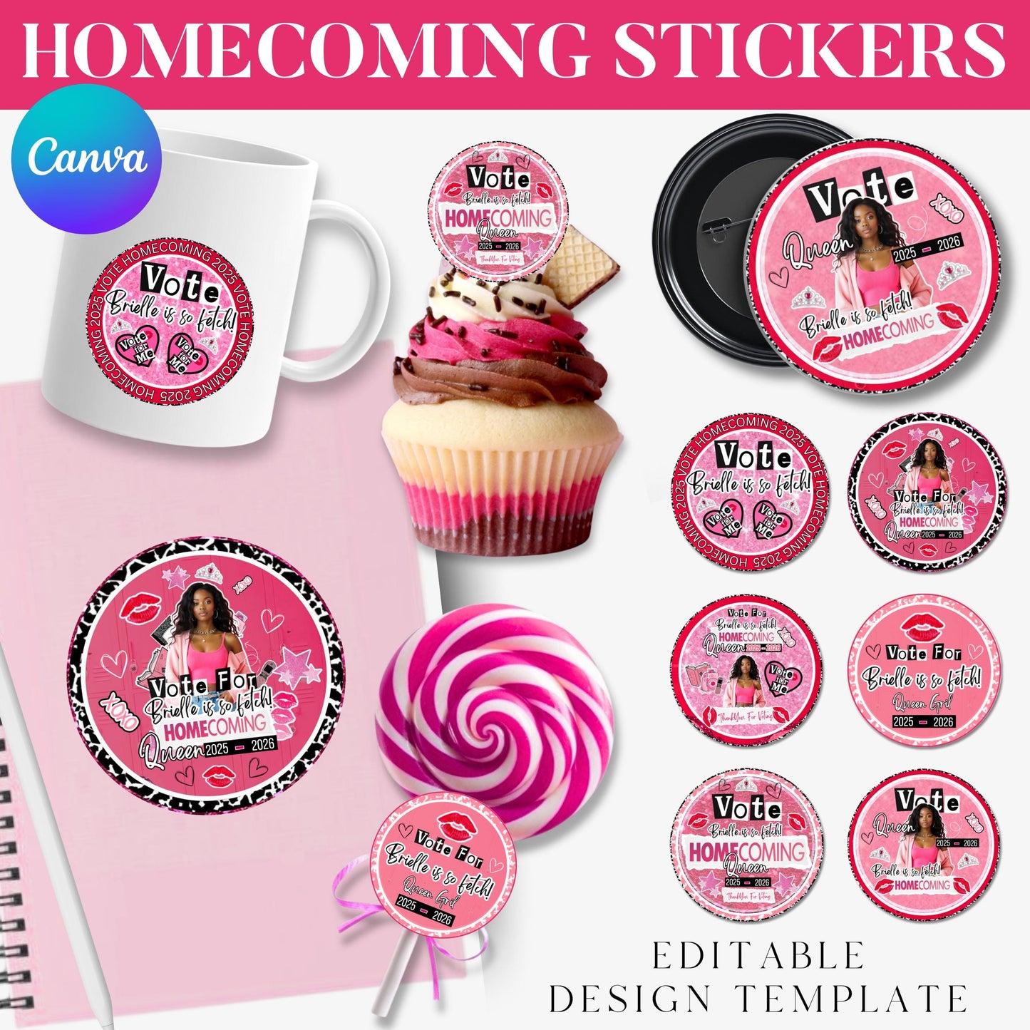 Homecoming Stickers, Don't Be Mean Vote for me, Class Campaign Sticker, Vote Homecoming Queen,Homecoming Campaign Sticker, Homecoming Button