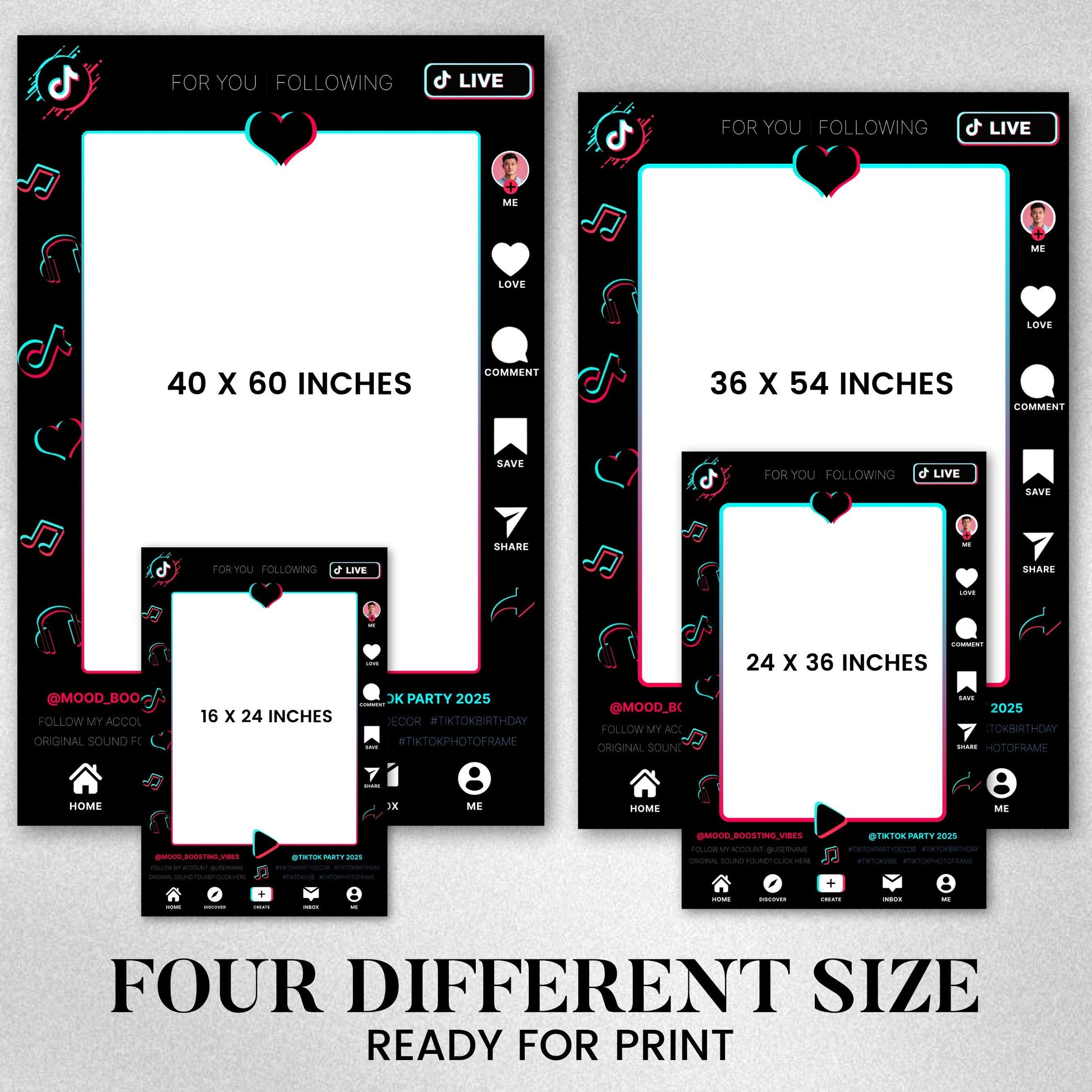 TIKTOK Selfie Frame Template, Social Media Photo Frame, TikTok Photo booth frame, Tiktok theme photo frame, instant download
