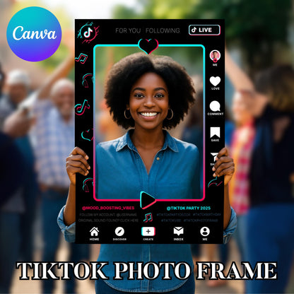 TIKTOK Selfie Frame Template, Social Media Photo Frame, TikTok Photo booth frame, Tiktok theme photo frame, instant download