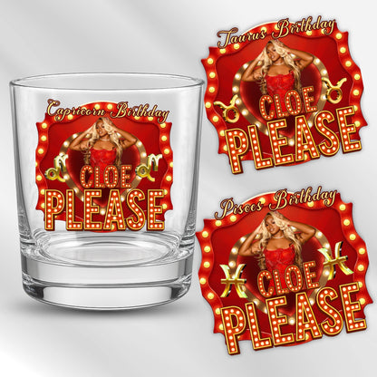 Your Name please all Zodiac Birthday Shot Glass Sticker Template,Editable Party Shot Glass,Customizable shot glass Design,Shot Glass Sticker