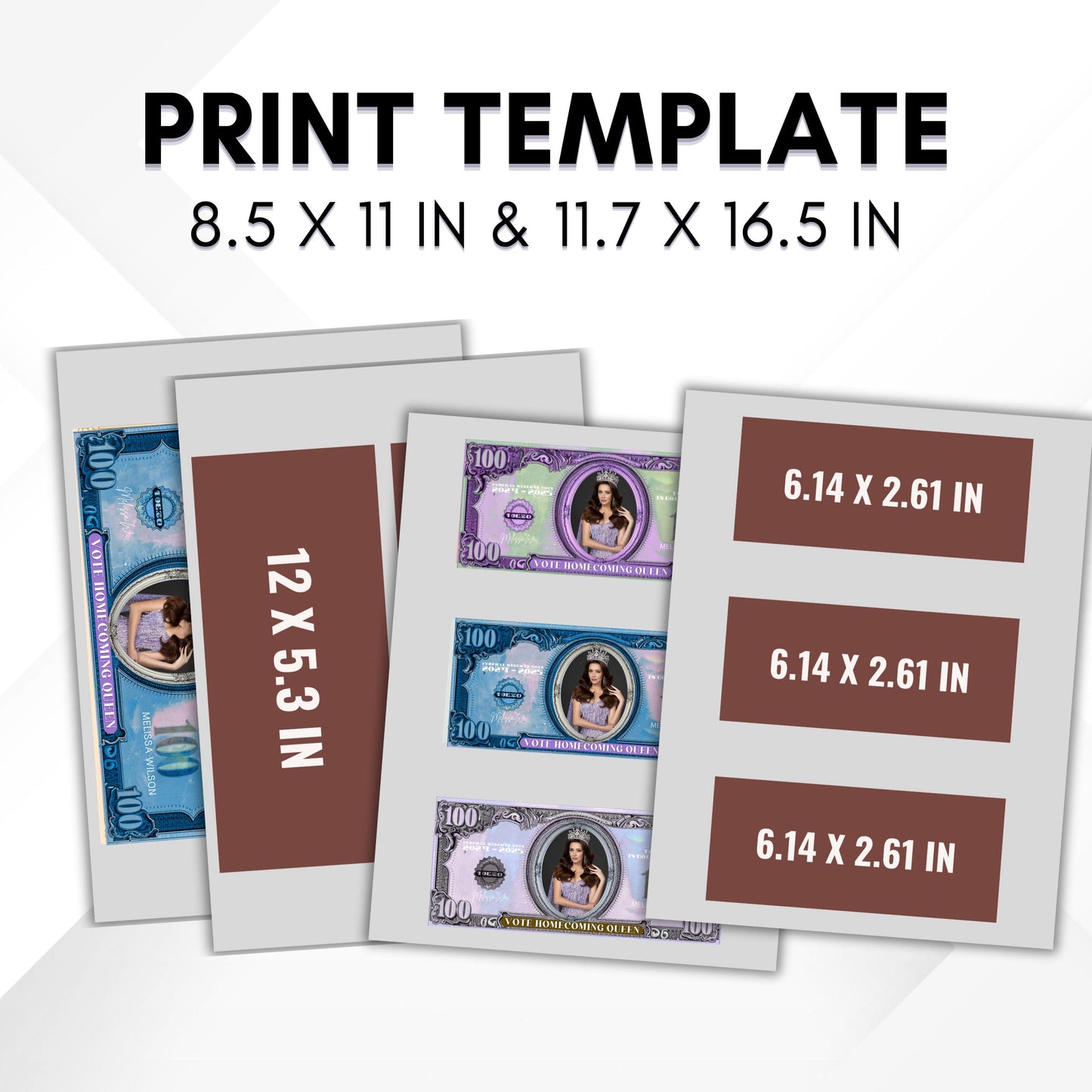 Homecoming Campaign Money, Prom Queen, Editable Fake Money, Homecoming 100 bill, Pink Money Vote For Me, Election, Campaign, Print and Cut