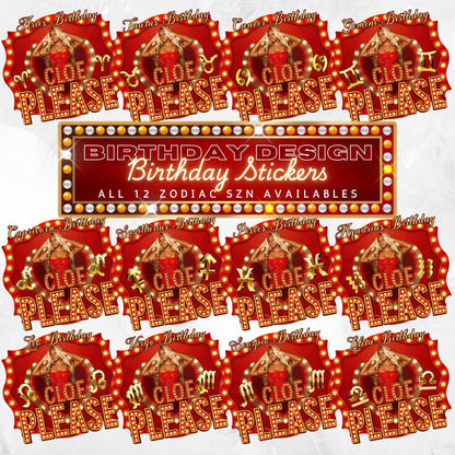 All Zodiac Birthday Design Template,Your Name Please TV show theme,13 Birthday Stickers, Styrofoam Cup stickers,Editable Birthday Templates