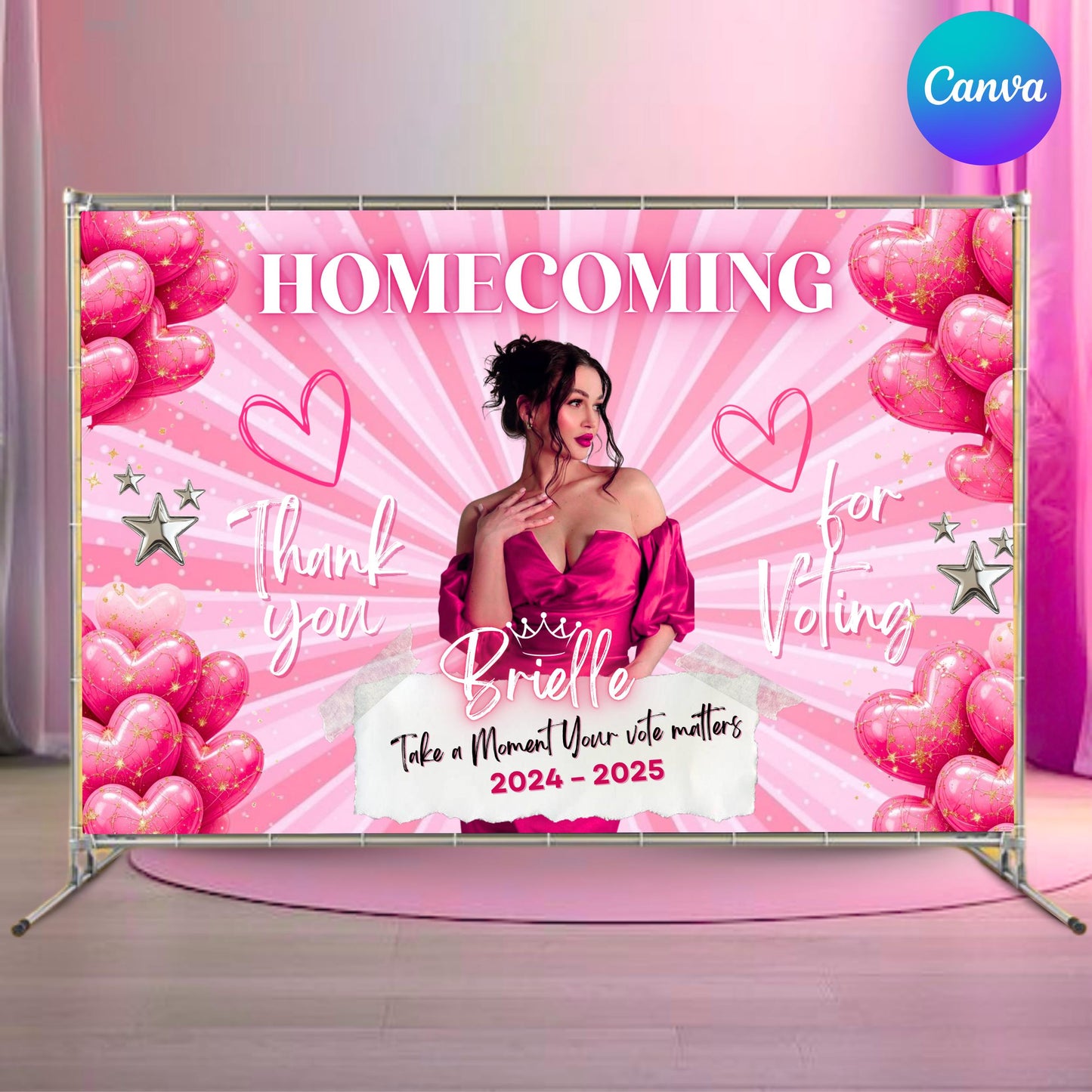 Homecoming Backdrop, Homecoming Banner Template, 2025 Hoco Party Backdrop, Homecoming Queen Banner, Canva Template Instant Download