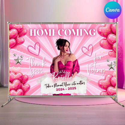 Homecoming Backdrop, Homecoming Banner Template, 2025 Hoco Party Backdrop, Homecoming Queen Banner, Canva Template Instant Download
