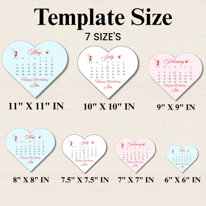 AUGUST 2025 Calendar ,Heart Cake Topper September Calendar, Burn Away Calendar 2025,Calendar Heart Cake,All Birthday Month Calendar Template