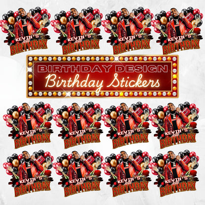 Birthday Design Template,Red Black Balloon Birthday Sticker Design Template,Styrofoam Cup stickers, T-Shirt Design Birthday Sticker Template