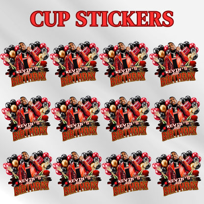 Styrofoam Cup Sticker Template,Red Black Balloon Birthday Sticker Party Cup Template Customizable Styrofoam Cup Design,Custom Party Cup
